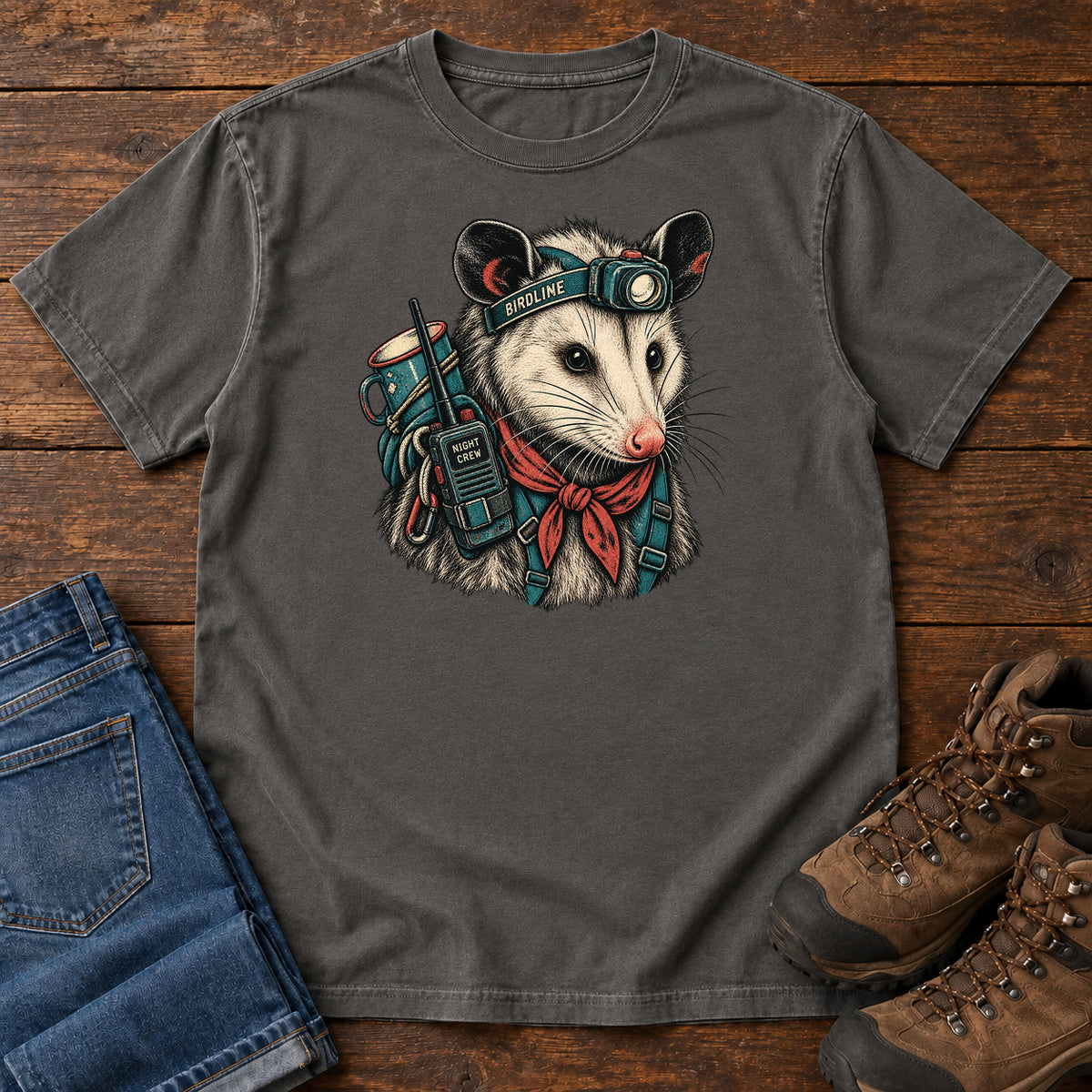 Night Crew Opossum T-Shirt in Pepper