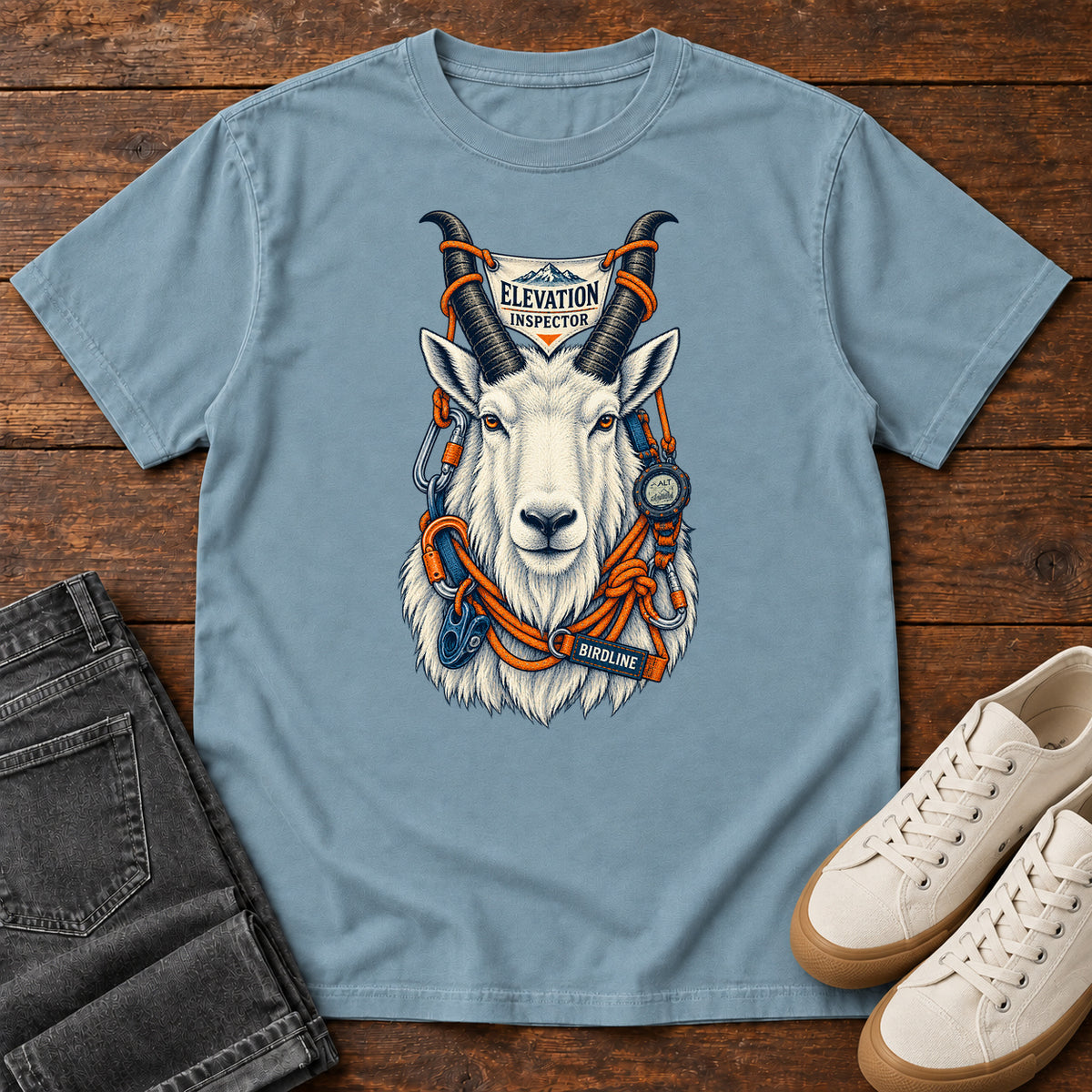 Elevation Inspector Mountain Goat T-Shirt in Ice Blue