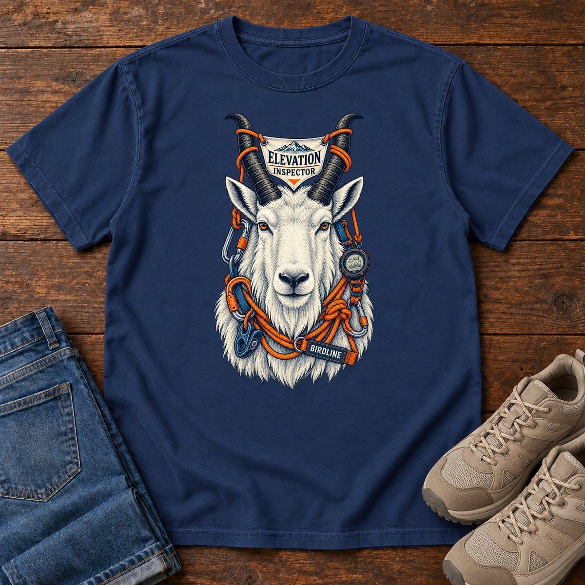 Elevation Inspector Mountain Goat T-Shirt in True Navy
