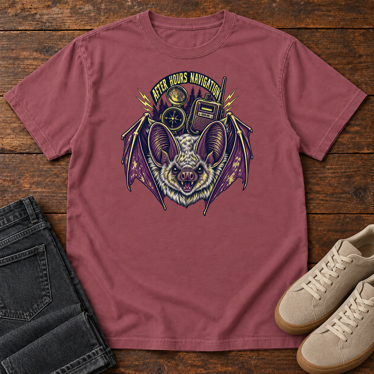 After Hours Navigation Bat T-Shirt in Brick