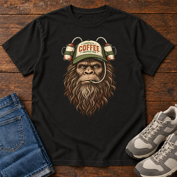 Campsite Coffee Inspector Bigfoot T-Shirt, alternate view