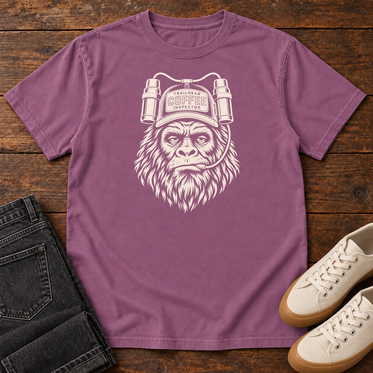Trailhead Coffee Inspector Gorilla T-Shirt in Berry