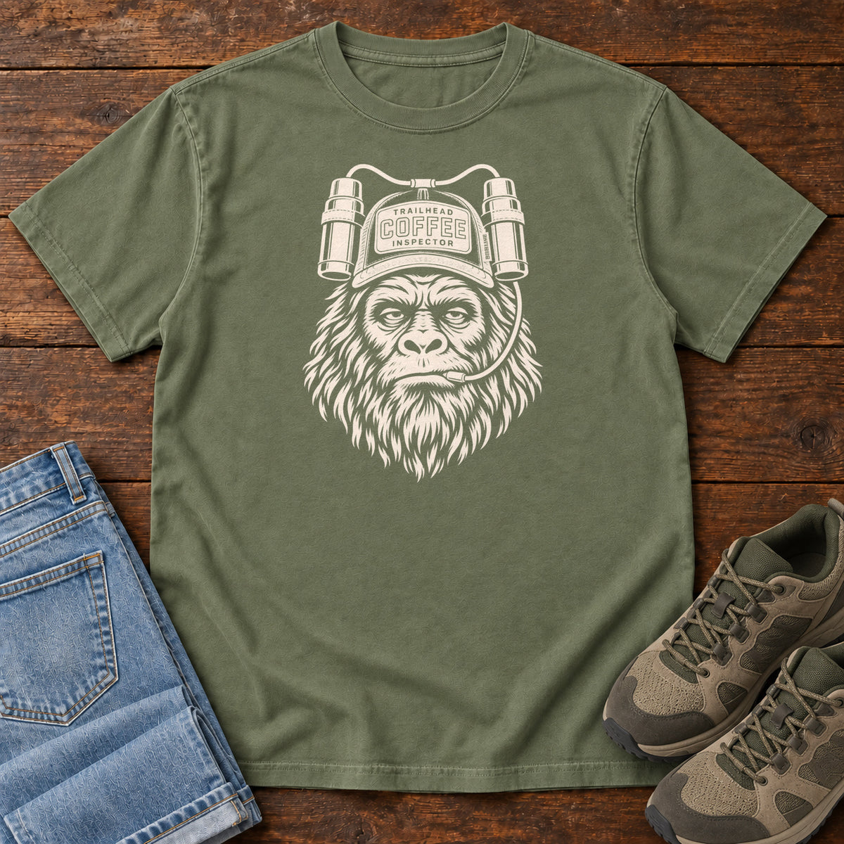 Trailhead Coffee Inspector Gorilla T-Shirt in Moss