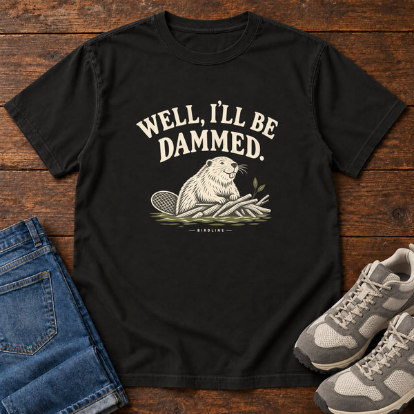 Well I'll Be Dammed T-Shirt in Black, front view