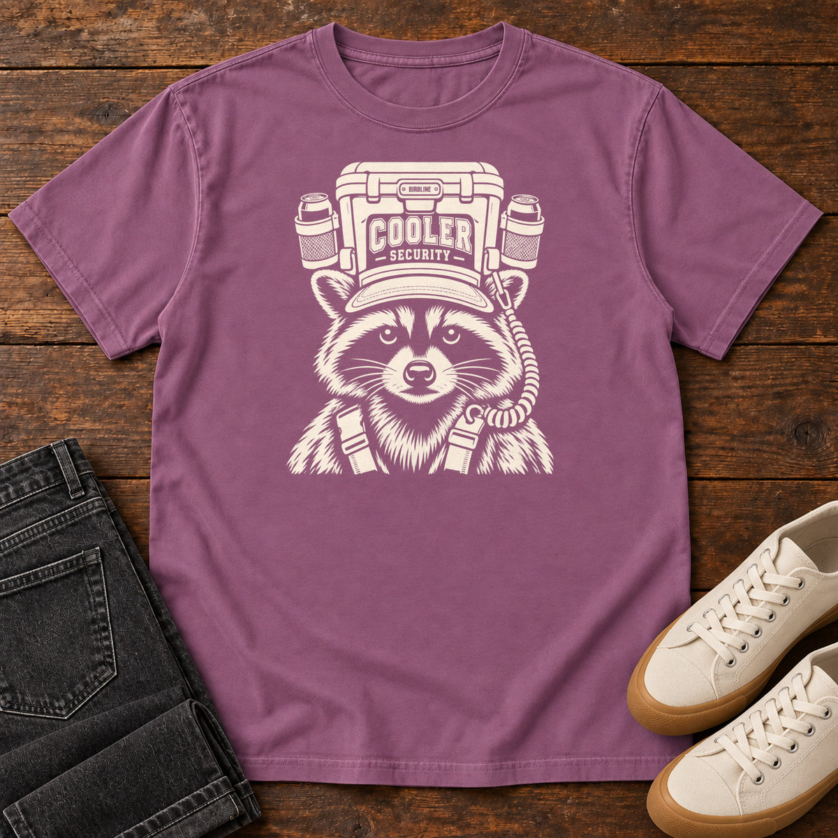 Cooler Security Raccoon T-Shirt in Berry