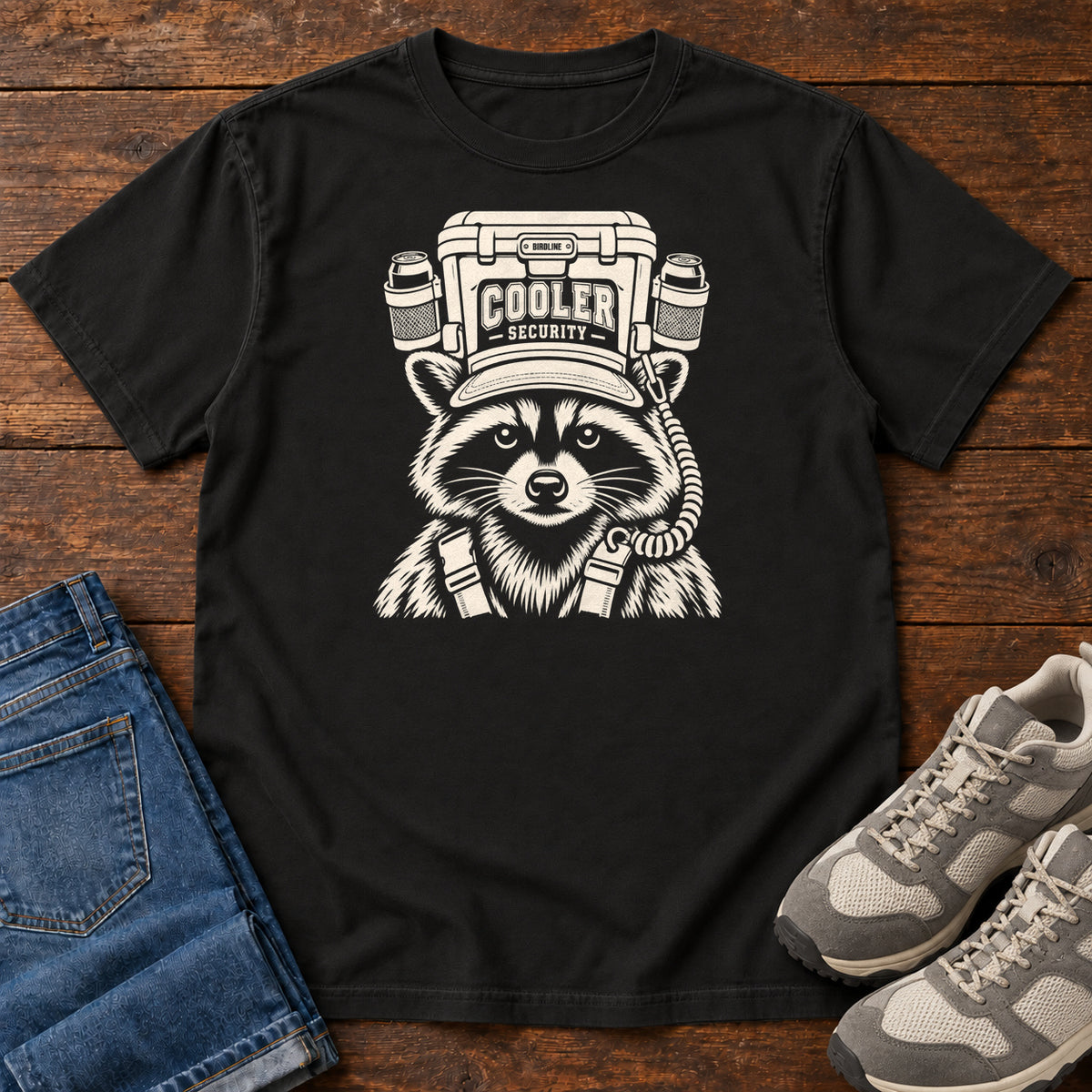Cooler Security Raccoon T-Shirt in Black