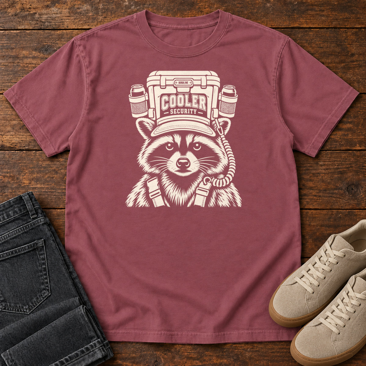 Cooler Security Raccoon T-Shirt in Brick