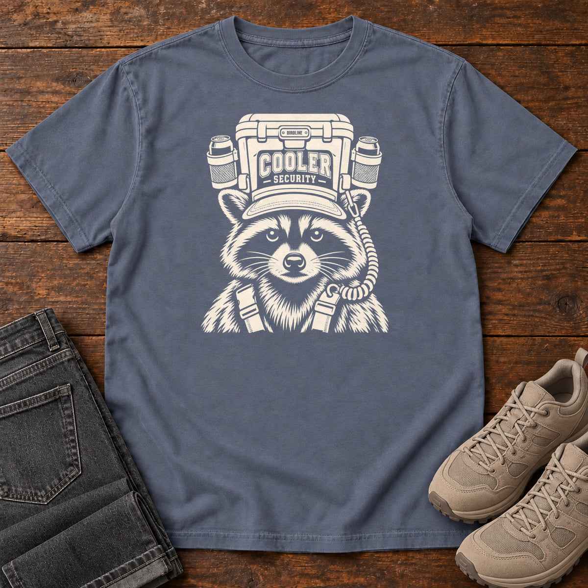 Cooler Security Raccoon T-Shirt in Denim