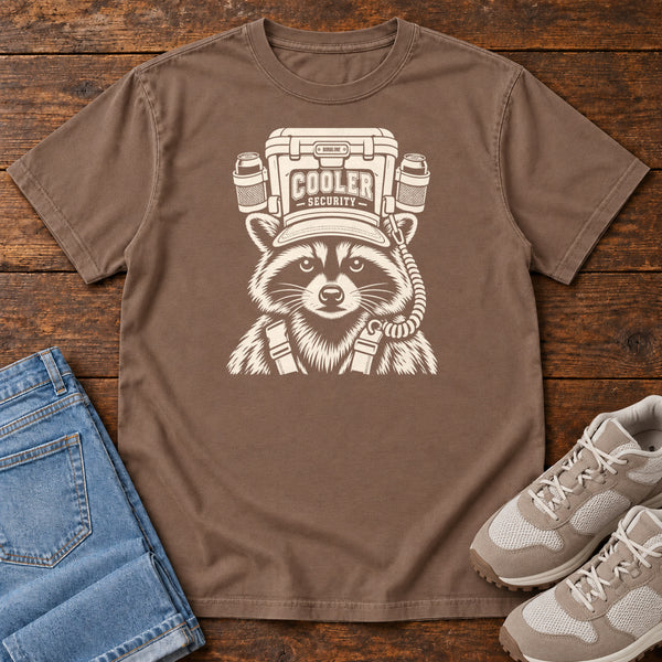 Cooler Security Raccoon T-Shirt in Espresso, front view