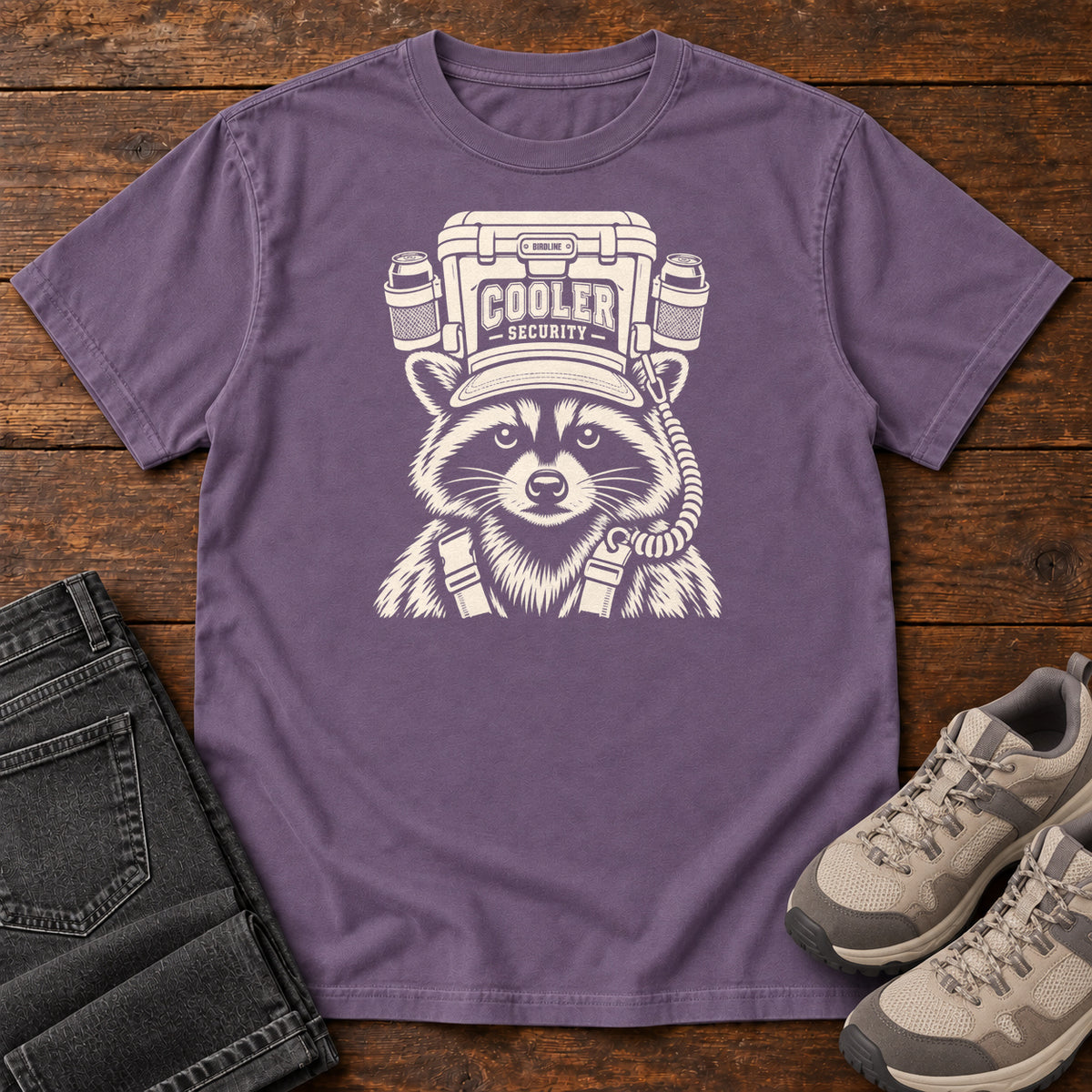 Cooler Security Raccoon T-Shirt in Grape