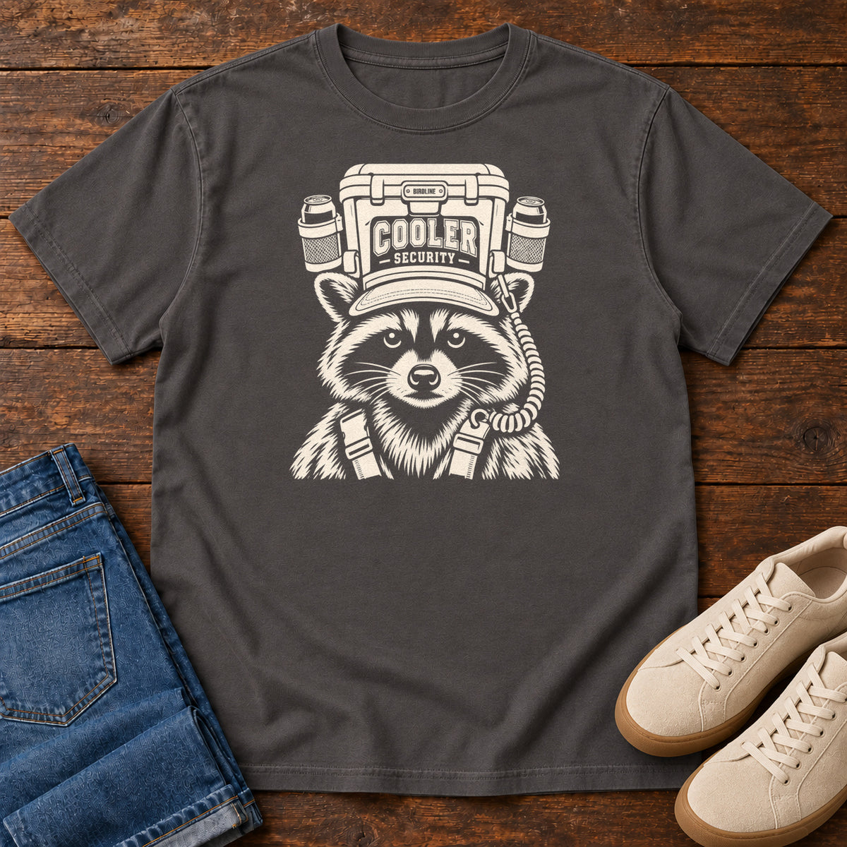 Cooler Security Raccoon T-Shirt in Graphite