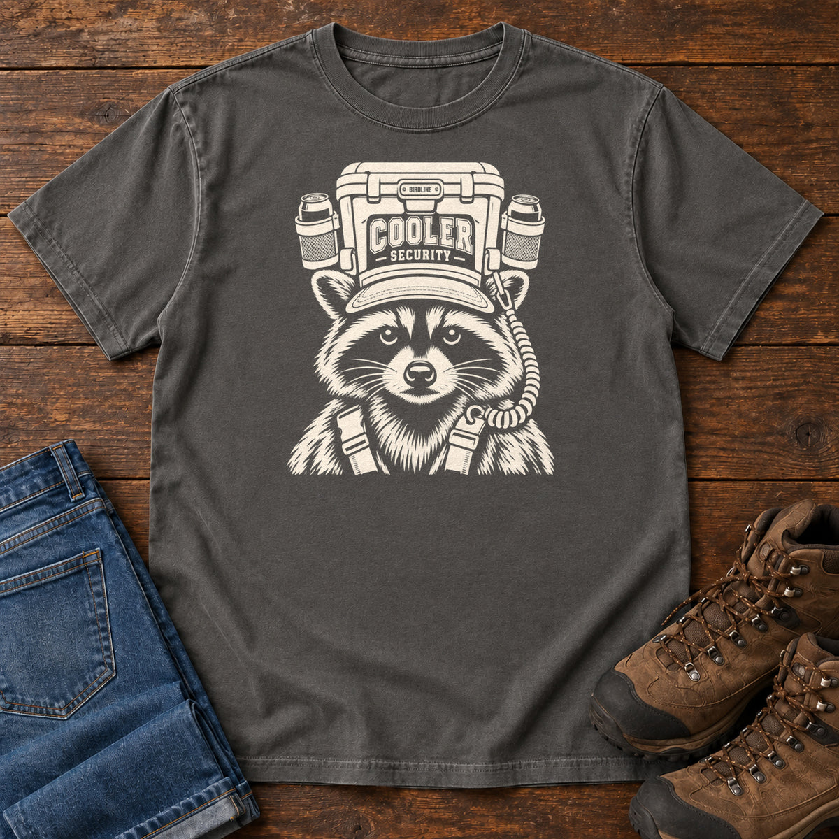 Cooler Security Raccoon T-Shirt in Pepper
