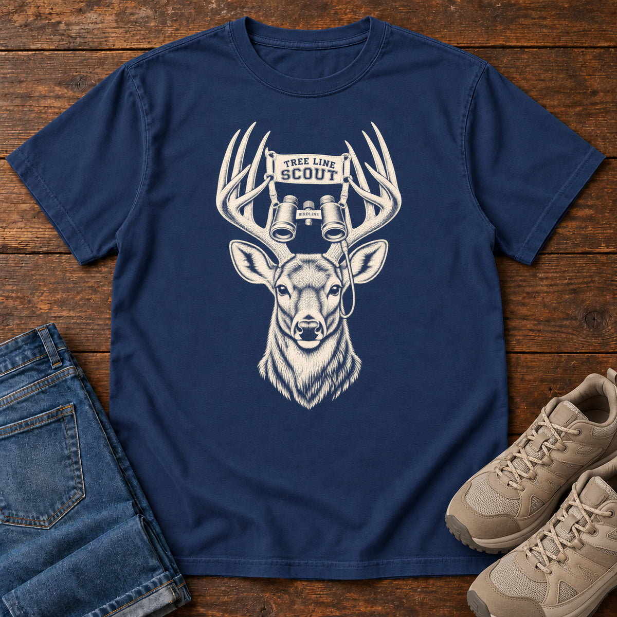 Tree Line Scout Deer T-Shirt in True Navy