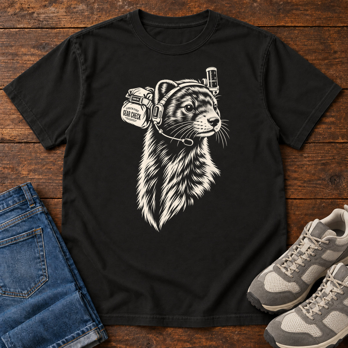Campfire Coffee Crew Otter T-Shirt in Black