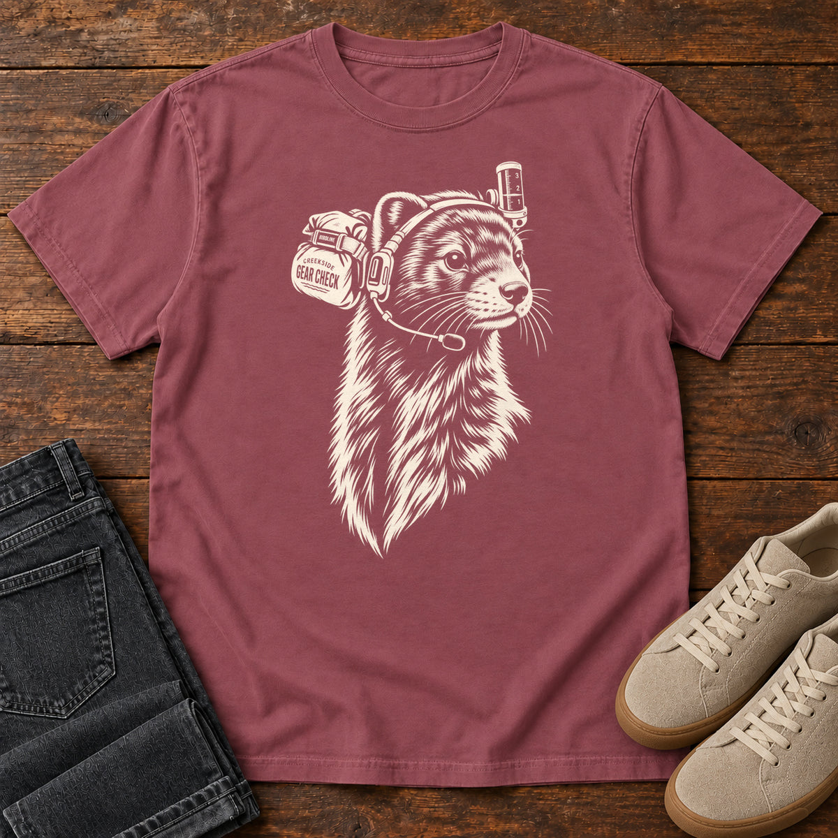 Campfire Coffee Crew Otter T-Shirt in Brick
