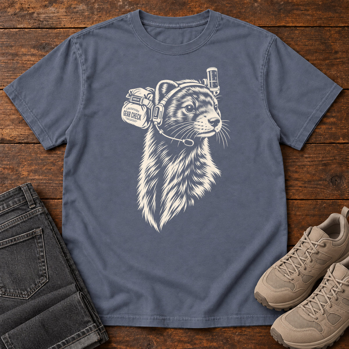 Campfire Coffee Crew Otter T-Shirt in Denim