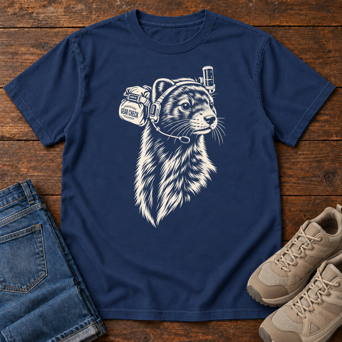 Campfire Coffee Crew Otter T-Shirt in True Navy