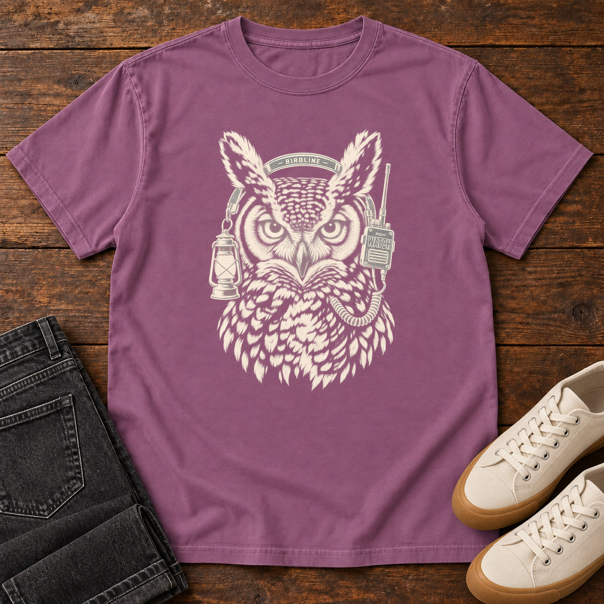 Night Watch Owl T-Shirt in Berry