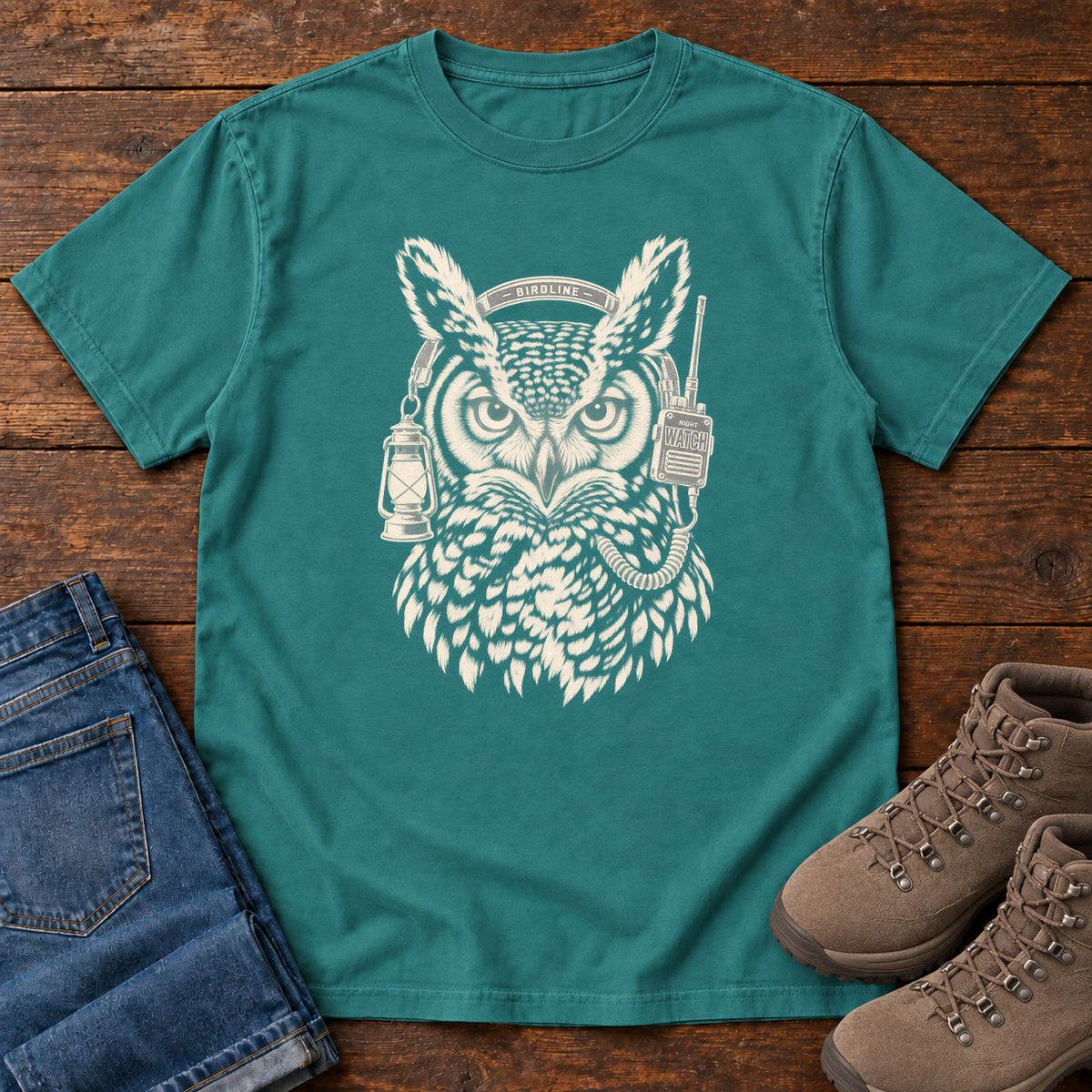 Night Watch Owl T-Shirt in Emerald