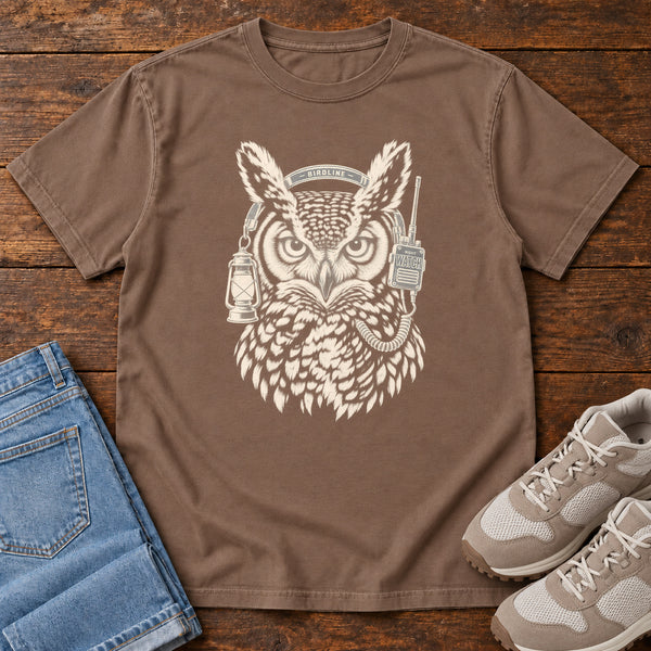 Night Watch Owl T-Shirt in Espresso, front view