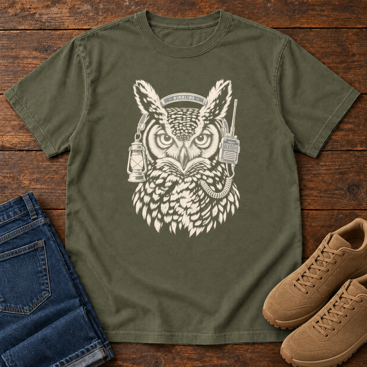 Night Watch Owl T-Shirt in Sage