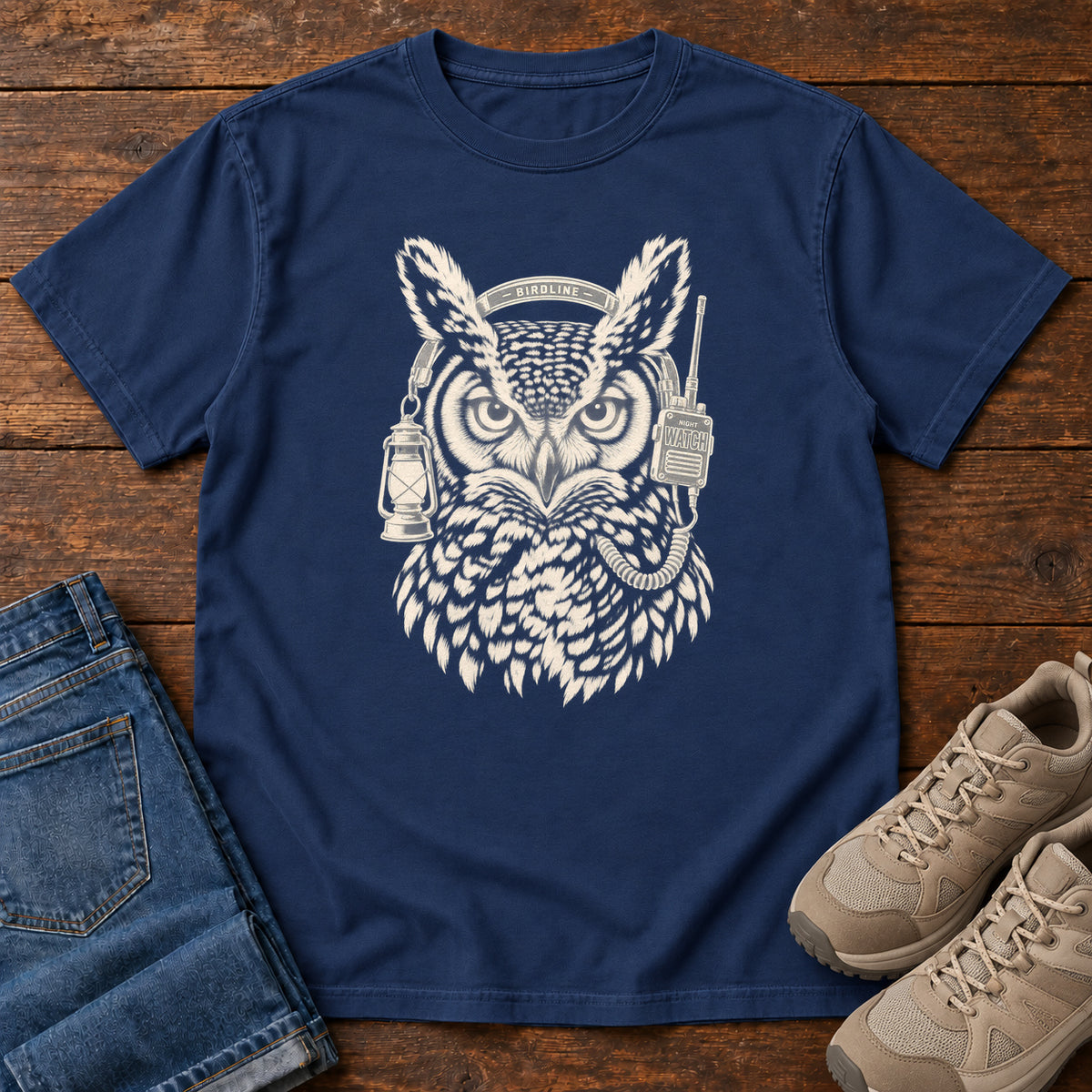 Night Watch Owl T-Shirt in True Navy