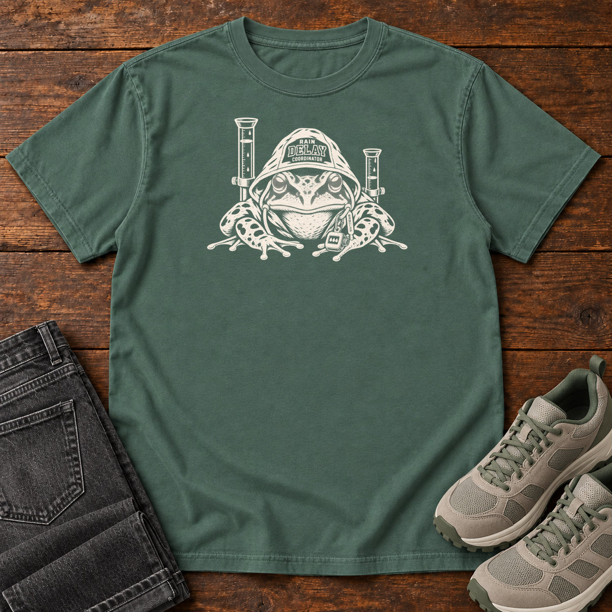 Rain Delays Coordinator Frog T-Shirt in Blue Spruce