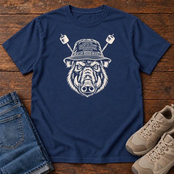 Snack Patrol Boar T-Shirt in True Navy, front view