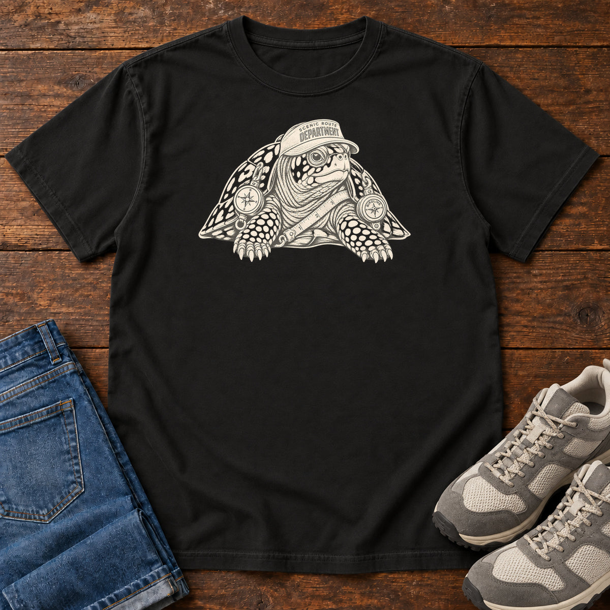 Scenic Route Department Turtle T-Shirt in Black