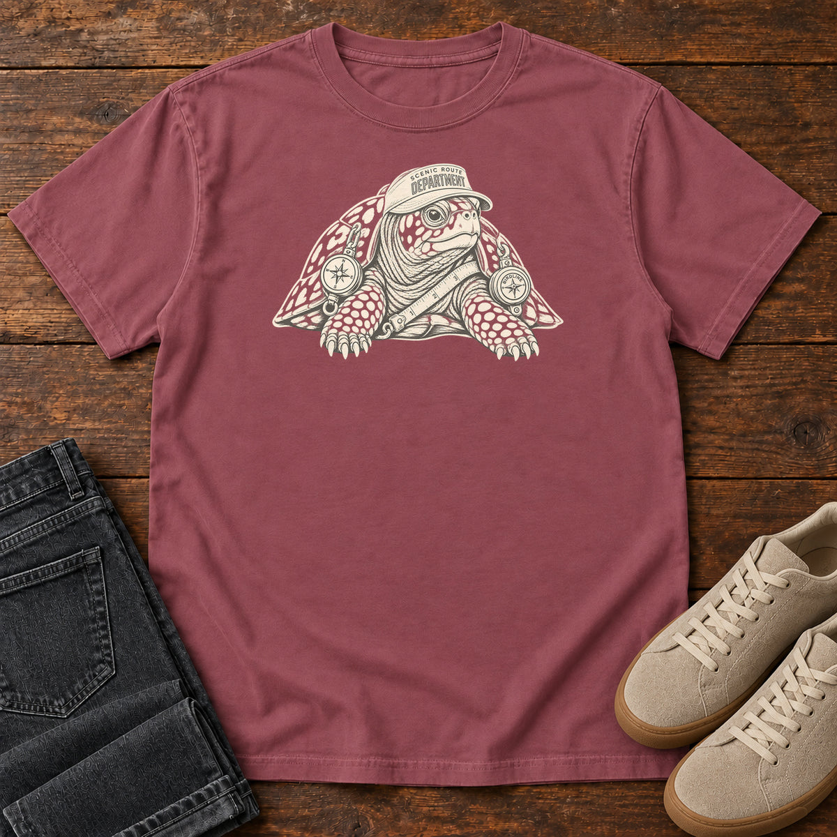 Scenic Route Department Turtle T-Shirt in Brick