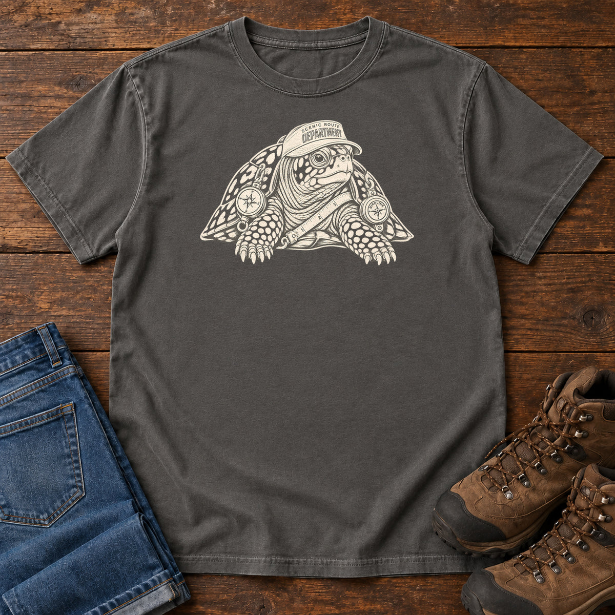 Scenic Route Department Turtle T-Shirt in Pepper