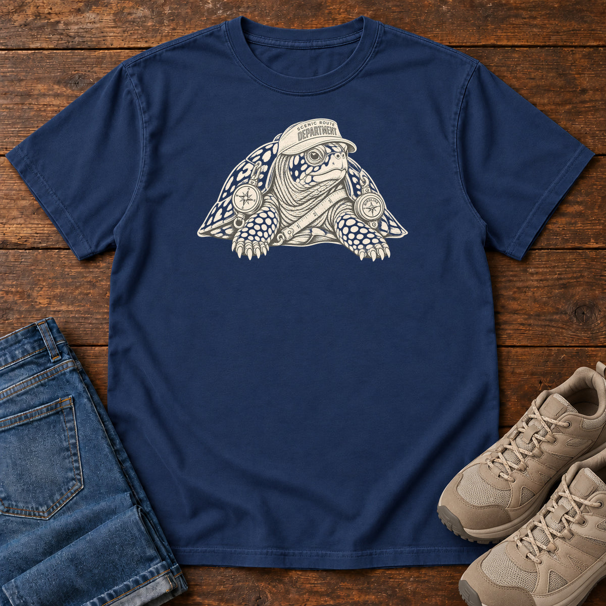 Scenic Route Department Turtle T-Shirt in True Navy