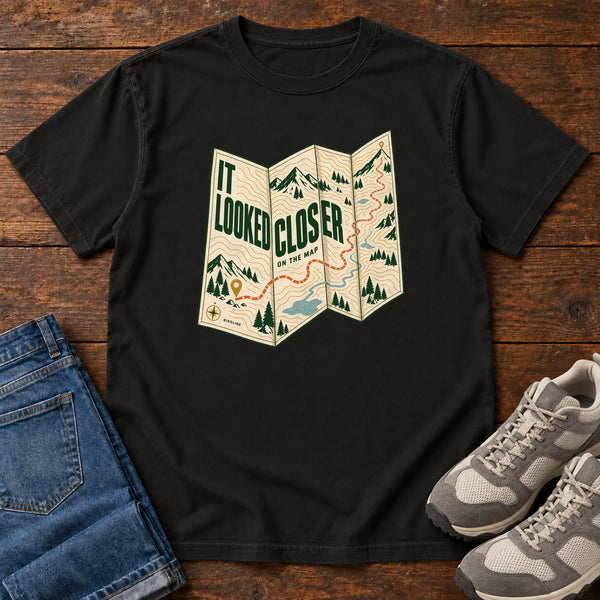 It Looked Closer on the Map T-Shirt in Black, front view