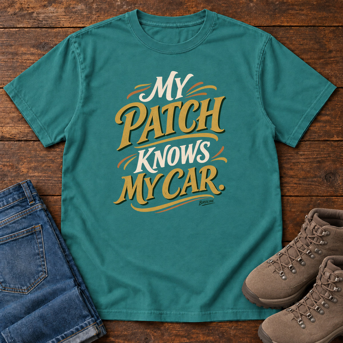 My Patch Knows My Car T-Shirt in Emerald