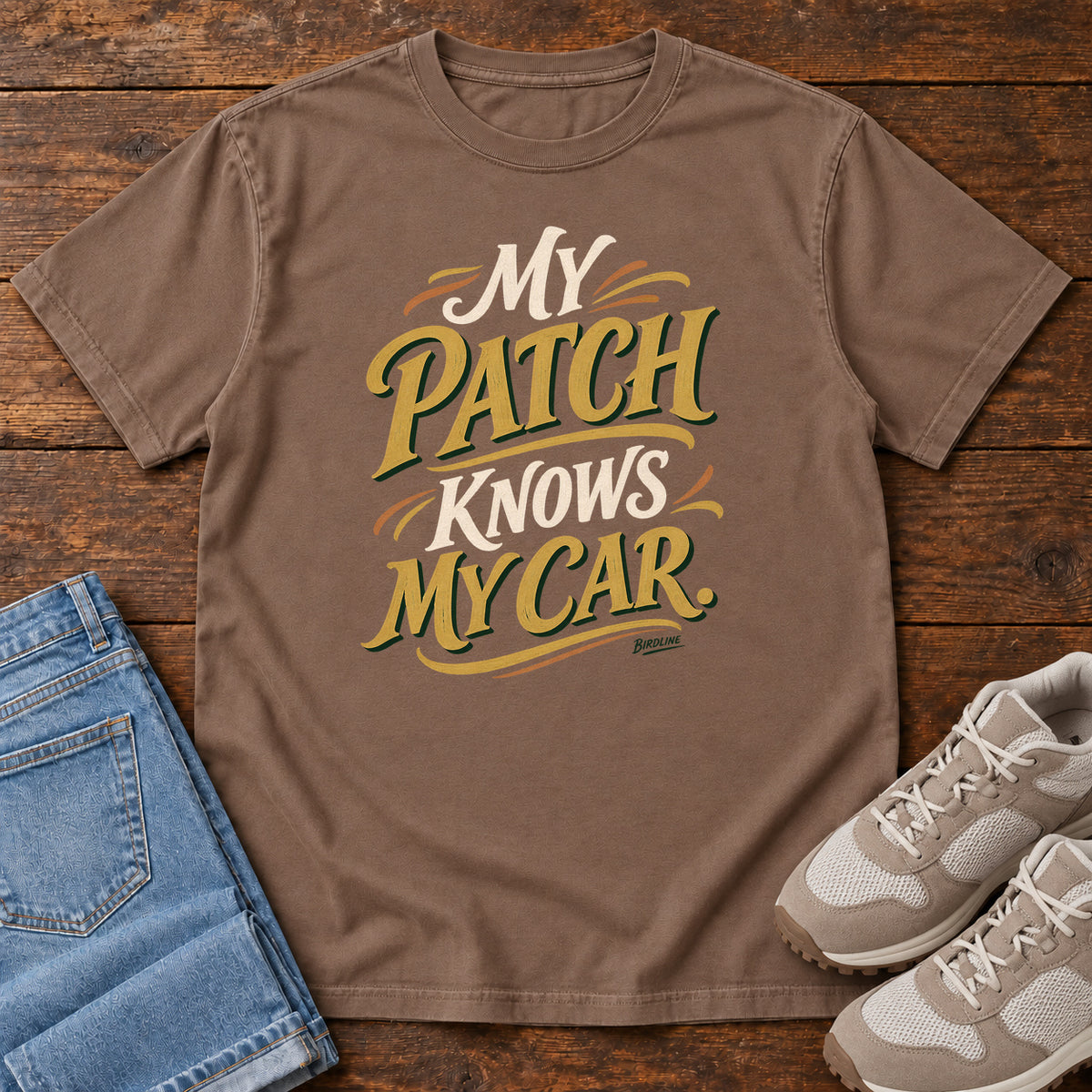 My Patch Knows My Car T-Shirt in Espresso