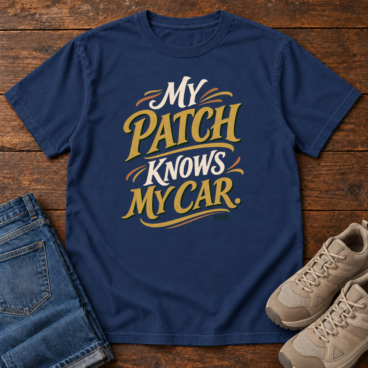 My Patch Knows My Car T-Shirt in True Navy