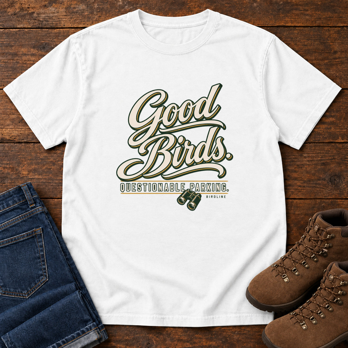 Good Birds Questionable Parking T-Shirt in White