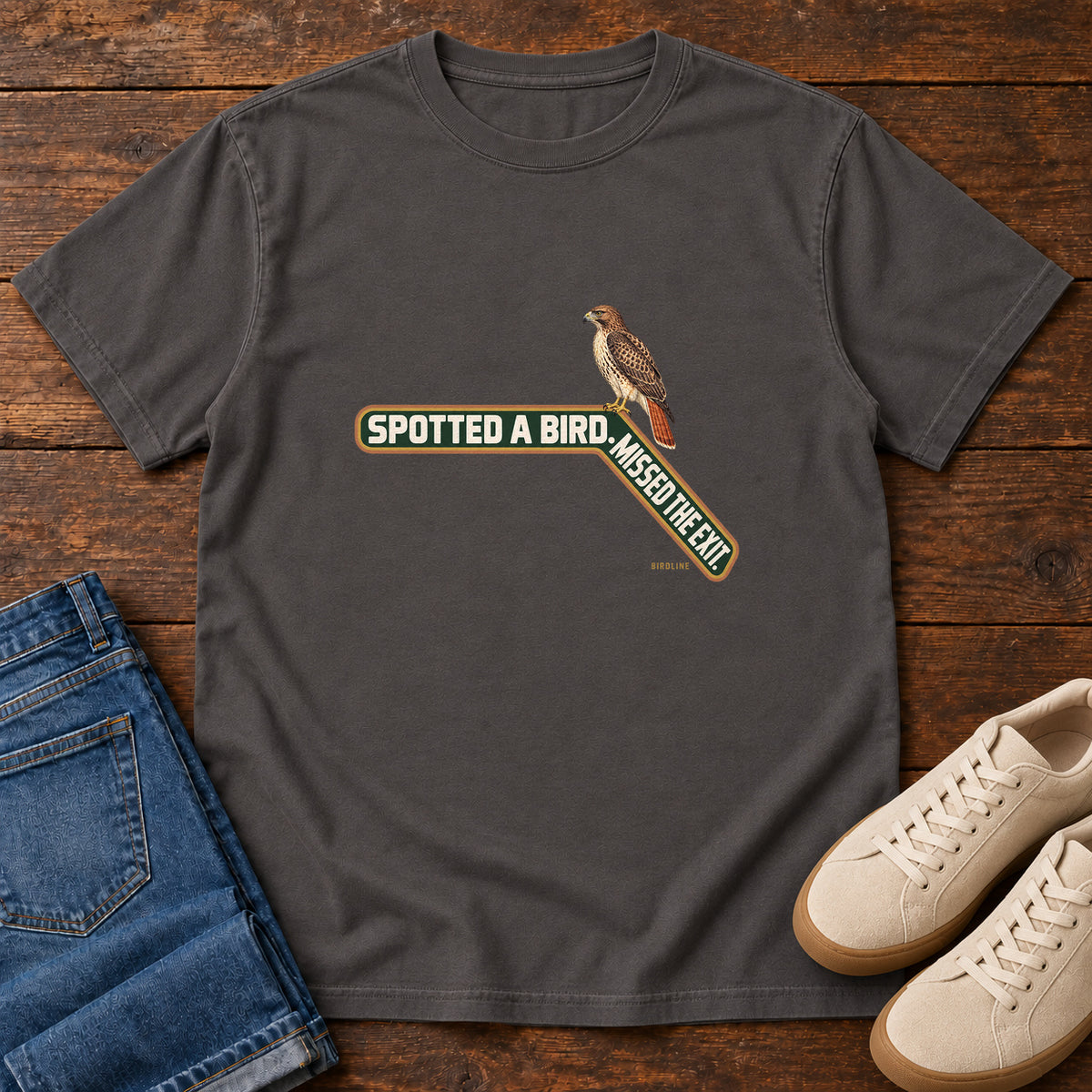 Spotted a Bird Missed the Exit T-Shirt in Graphite