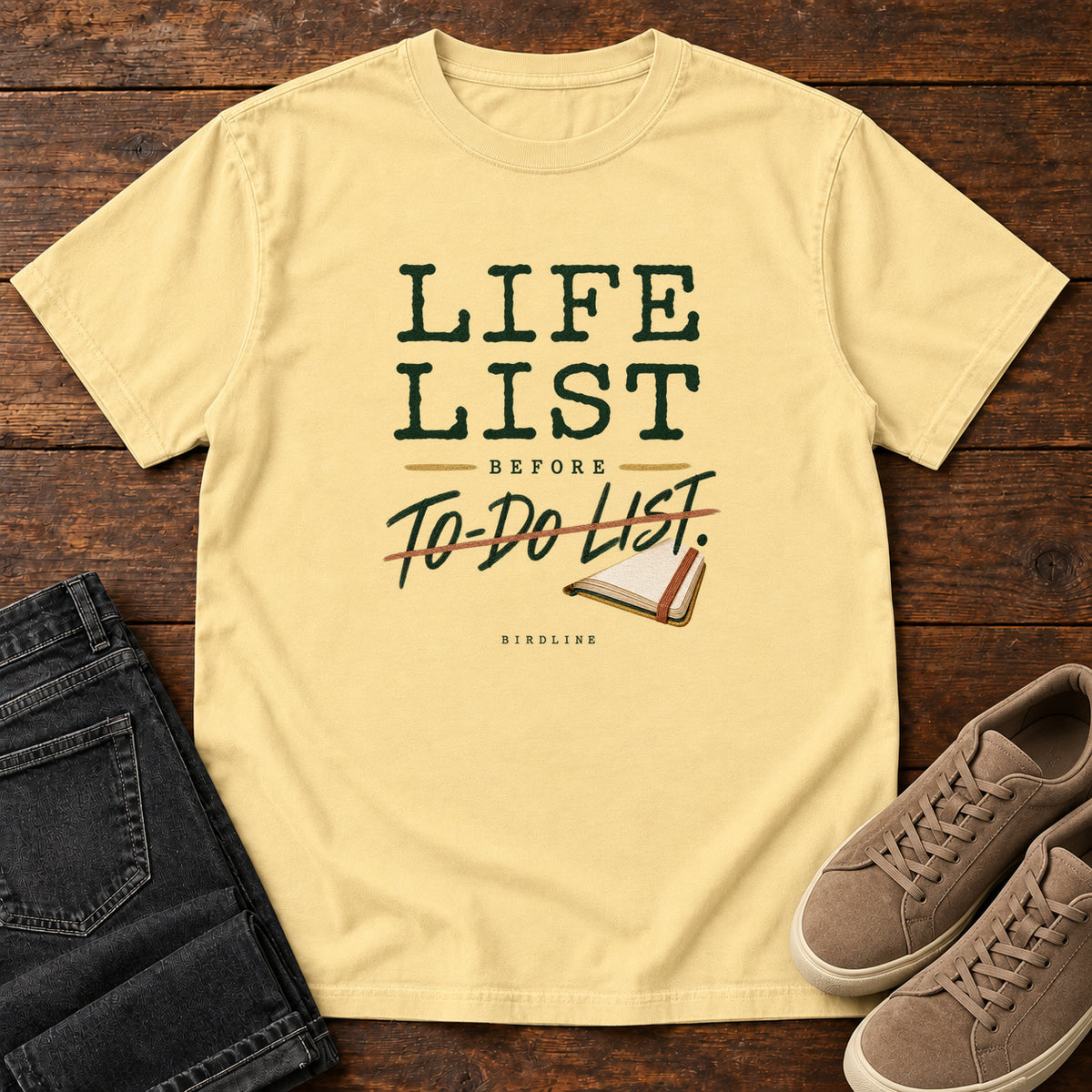 Life List Before To-Do List Notebook T-Shirt in Butter