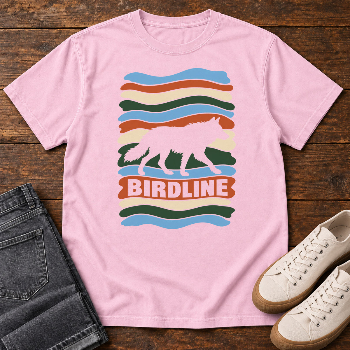 Birdline Wolf Stripes T-Shirt in Blossom