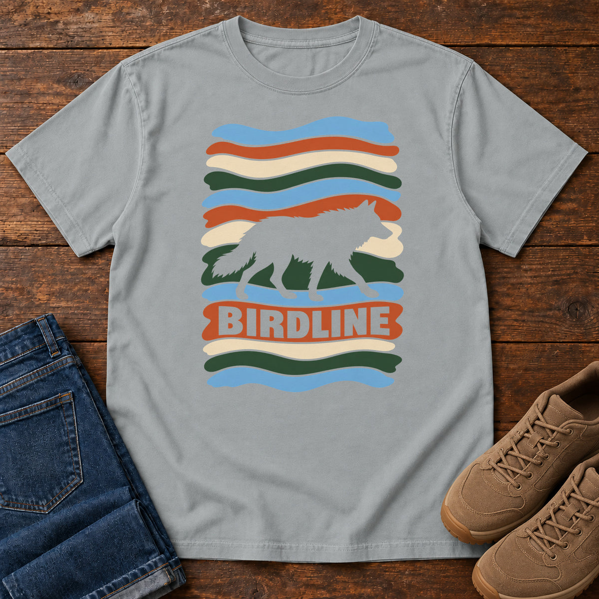 Birdline Wolf Stripes T-Shirt in Granite