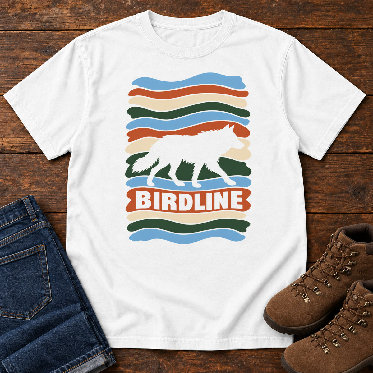 Birdline Wolf Stripes T-Shirt in White