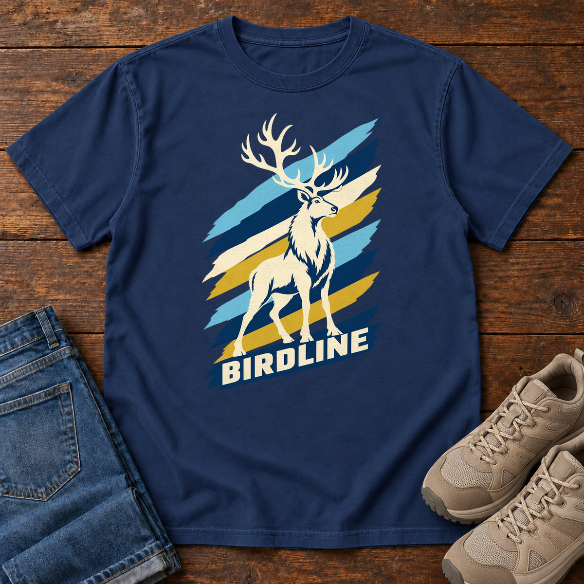 Birdline White Elk T-Shirt in True Navy