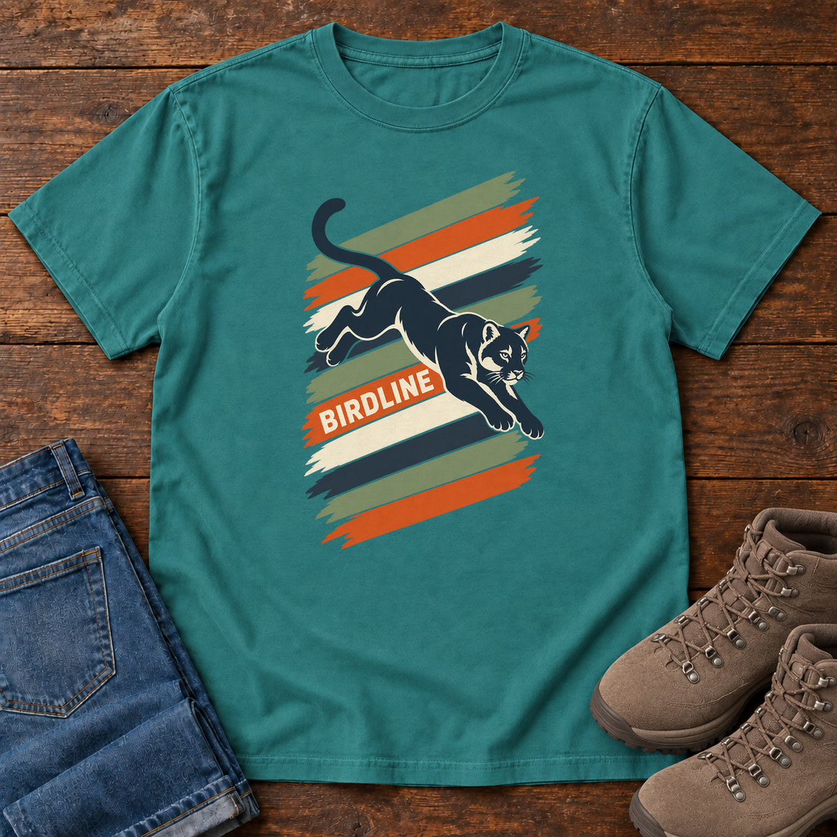 Birdline Panther Stripes T-Shirt in Emerald