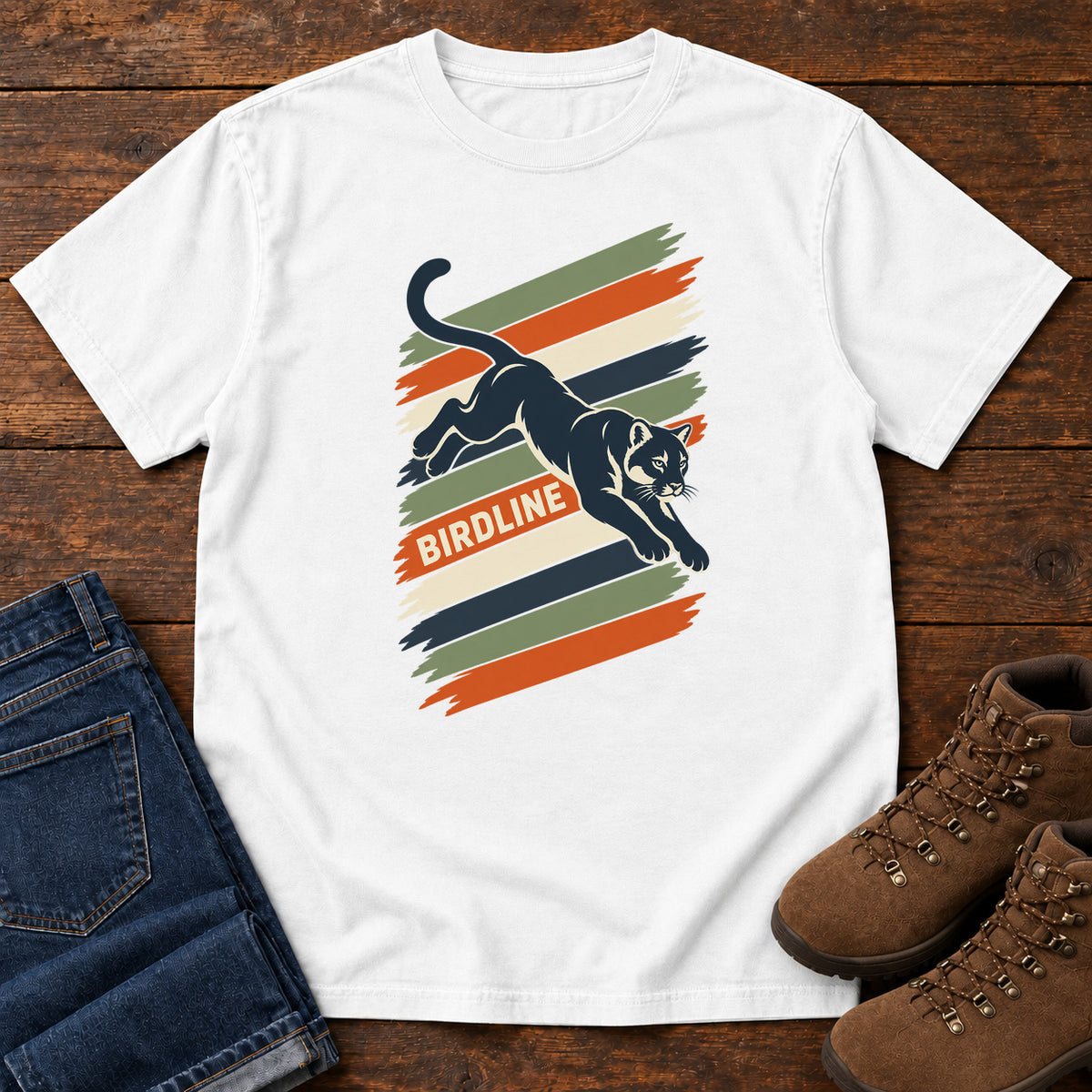 Birdline Panther Stripes T-Shirt in White