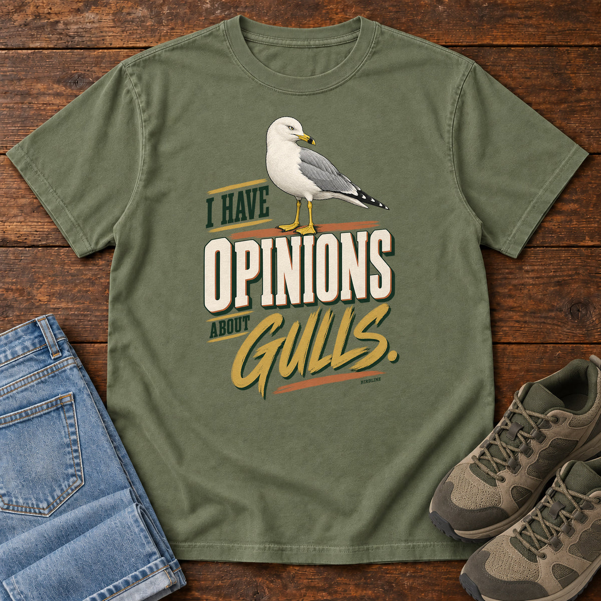 I Have Opinions About Gulls T-Shirt in Moss
