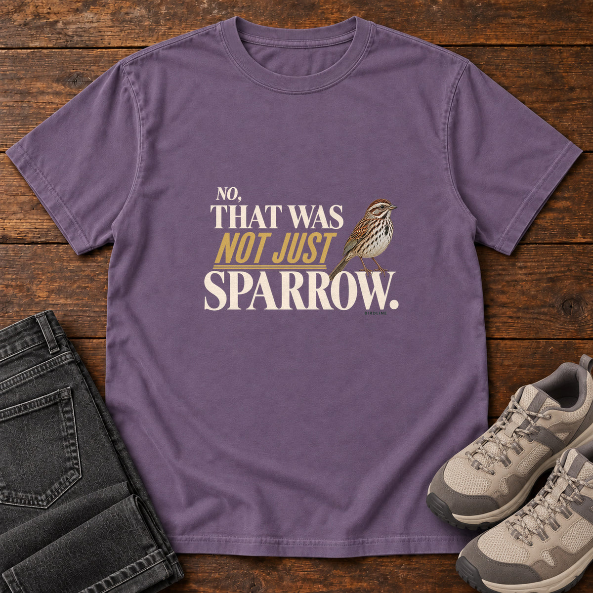 No That Was Not Just a Sparrow T-Shirt in Grape