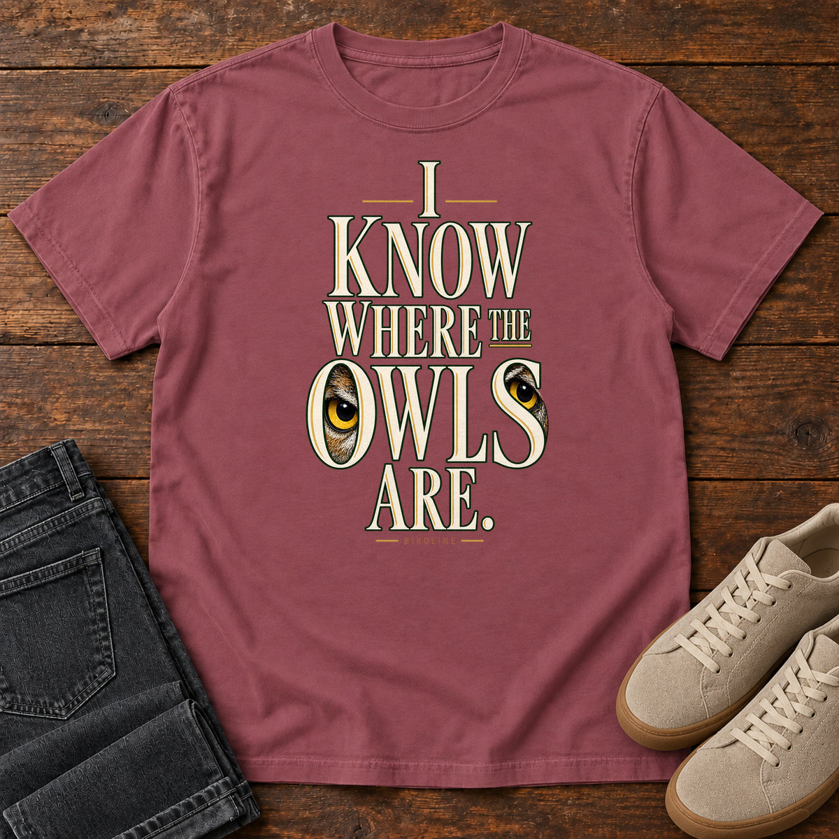 I Know Where the Owls Are T-Shirt in Brick