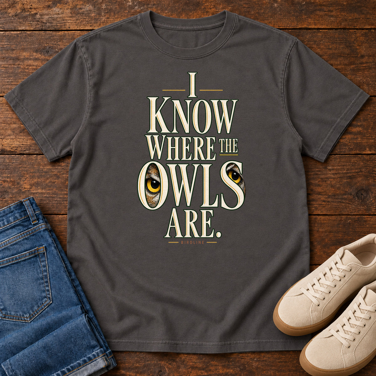 I Know Where the Owls Are T-Shirt in Graphite