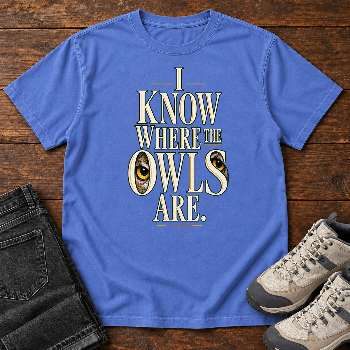 I Know Where the Owls Are T-Shirt in Mystic Blue